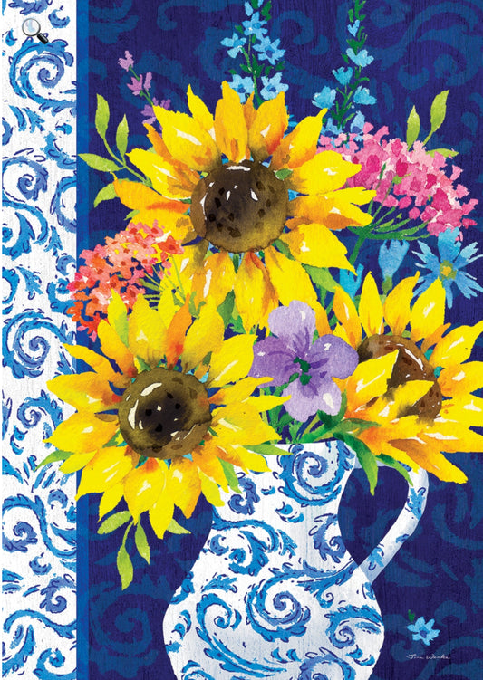 Custom Decor Sunflower Chinoiserie Small Flag 5629