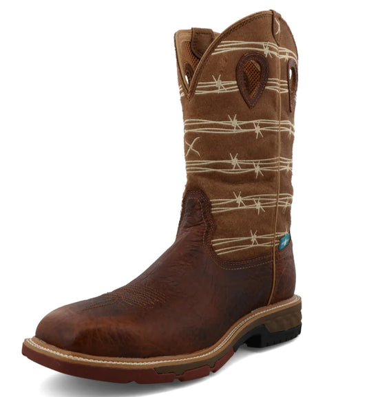 Twisted X 12” Western Work Boot Alloy Toe Rustin Brown & Tan MXBAW05