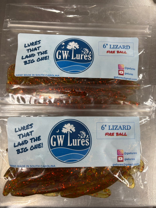 GW Lures  6” Lizard Fire Ball