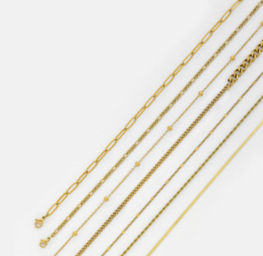 Alex Carol Paper Clip Stacking Necklace Water Resistant 14KT Plating 15”-17”