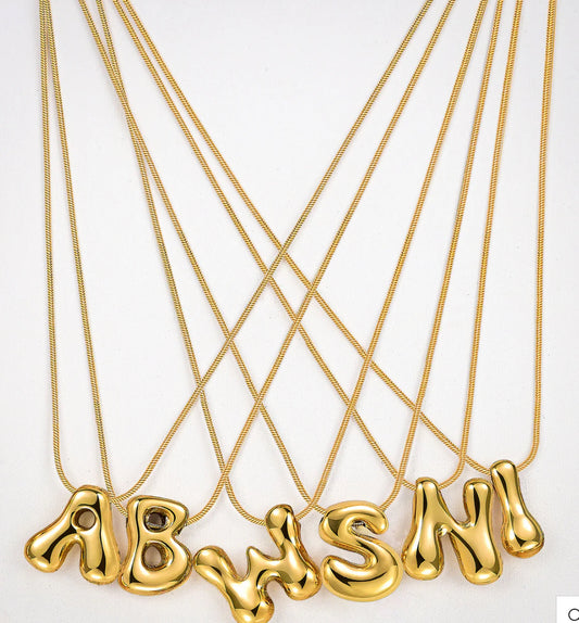 Cape diablo Golden Bubble Letter Necklace