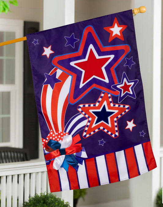 Evergreen Stars and Stripes Applique House Flag