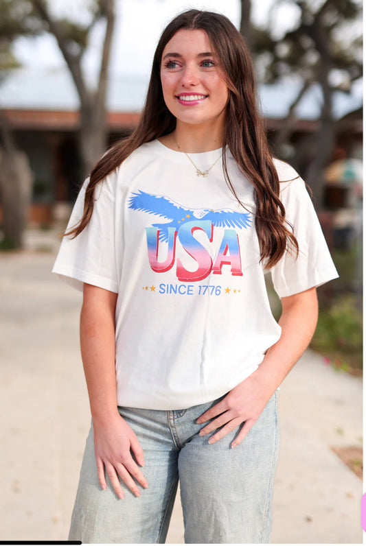Jadelynn Brooke USA Eagle SS Tee White