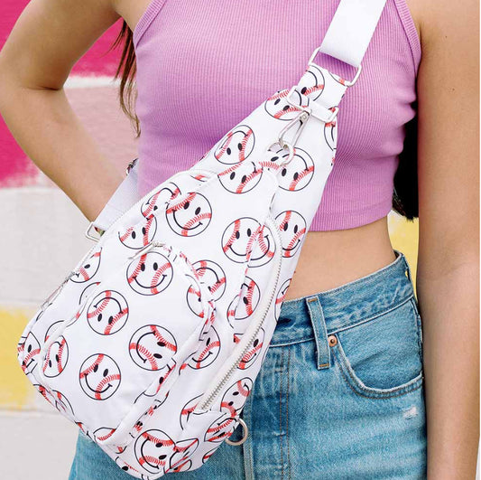 Katydid Collection Baseball Happy Face Sling Bag