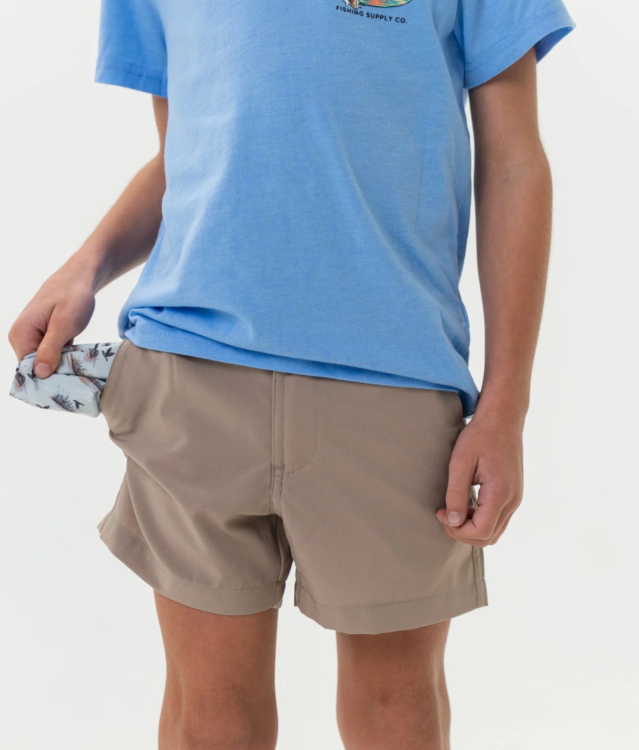 Burlebo Youth Everyday Short - Cobblestone Khaki - Duck Hunt Pocket