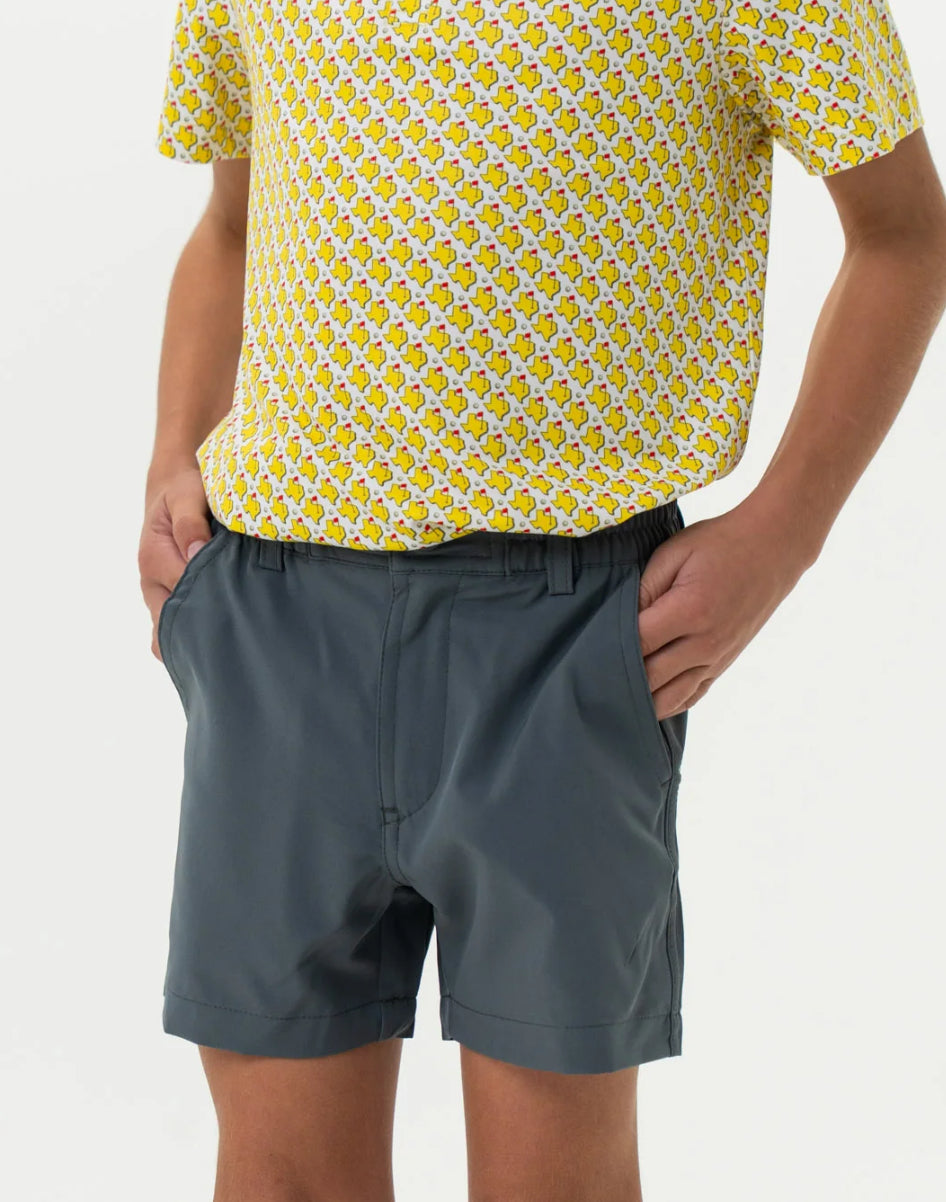 Burlebo Youth Everyday Short - River Rock Grey - Classic Deer Camo Pocket