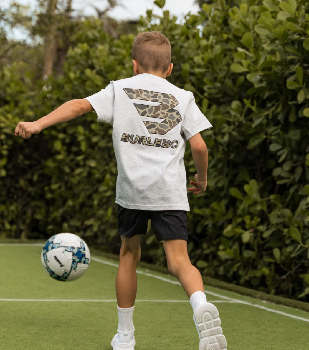 Burlebo Youth Tee - Flying B Logo - Heather Ash Grey