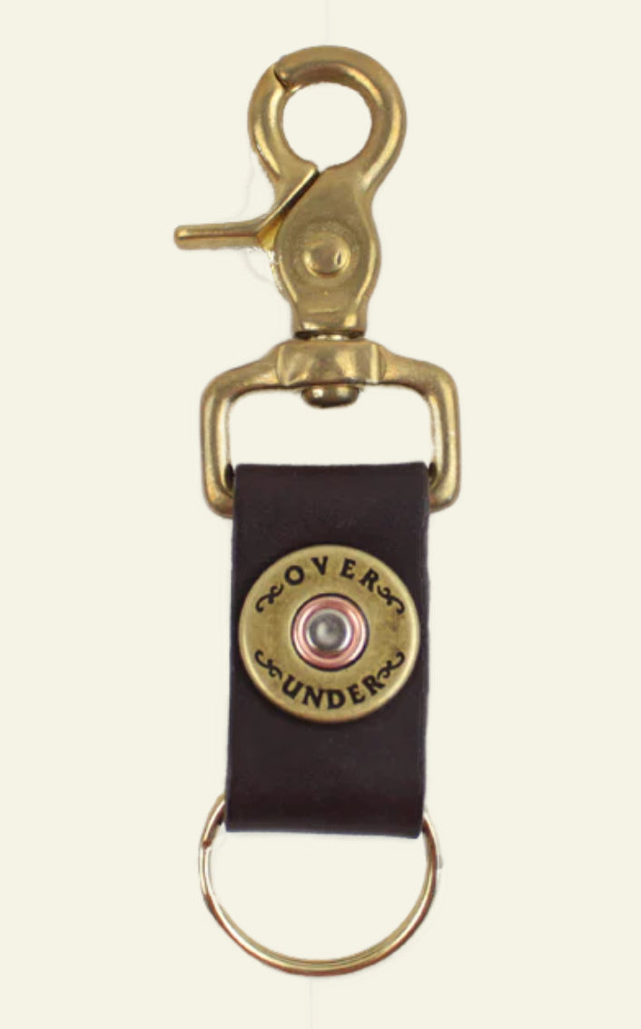 Over Under Leather Clasp Key Fob Brown