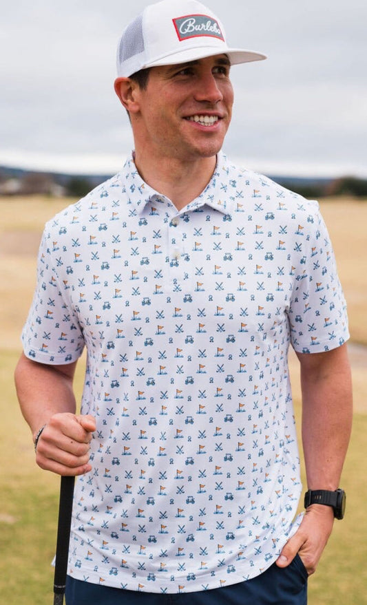 Burlebo Men’s Hole In One  Performance Polo White