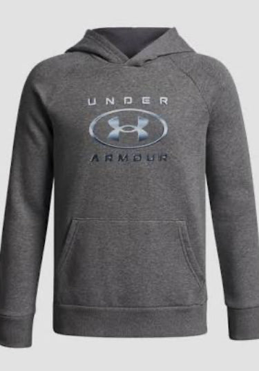 Under Armour Boys Rival Flc Chrome Logo Hoodie Gray