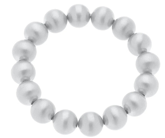 Canvas Phoebe Ball Bead Stretch Bracelet Satin Silver