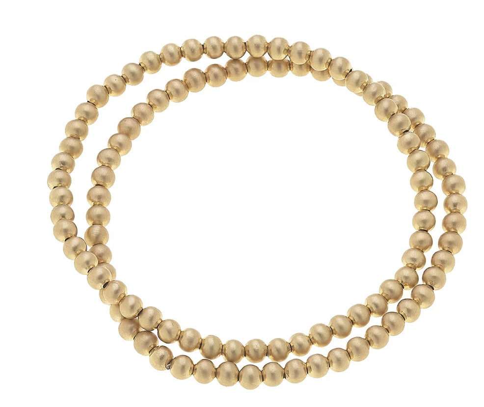 Canvas Walker Ball Bead Stretch Bracelets (Set Of 2) In Satin Gold