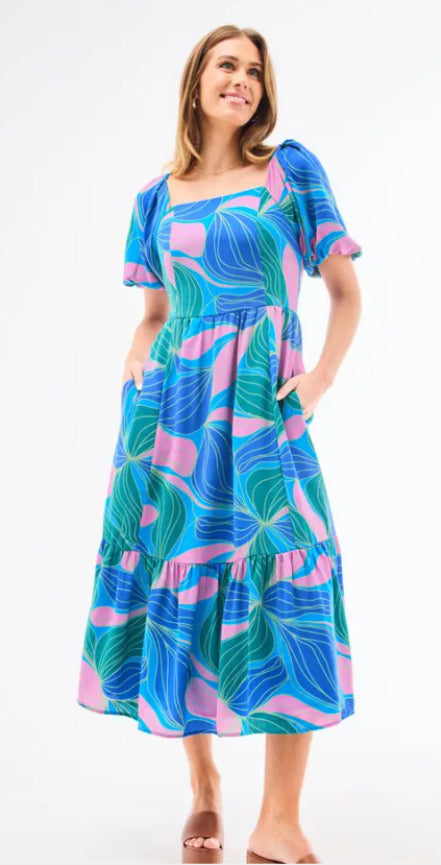 Mary Square Dress Alexi Glow Over Blue