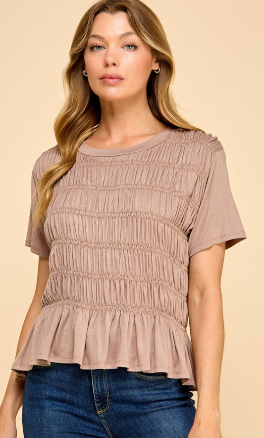 Les Amis Solid Top With Smocked Detail