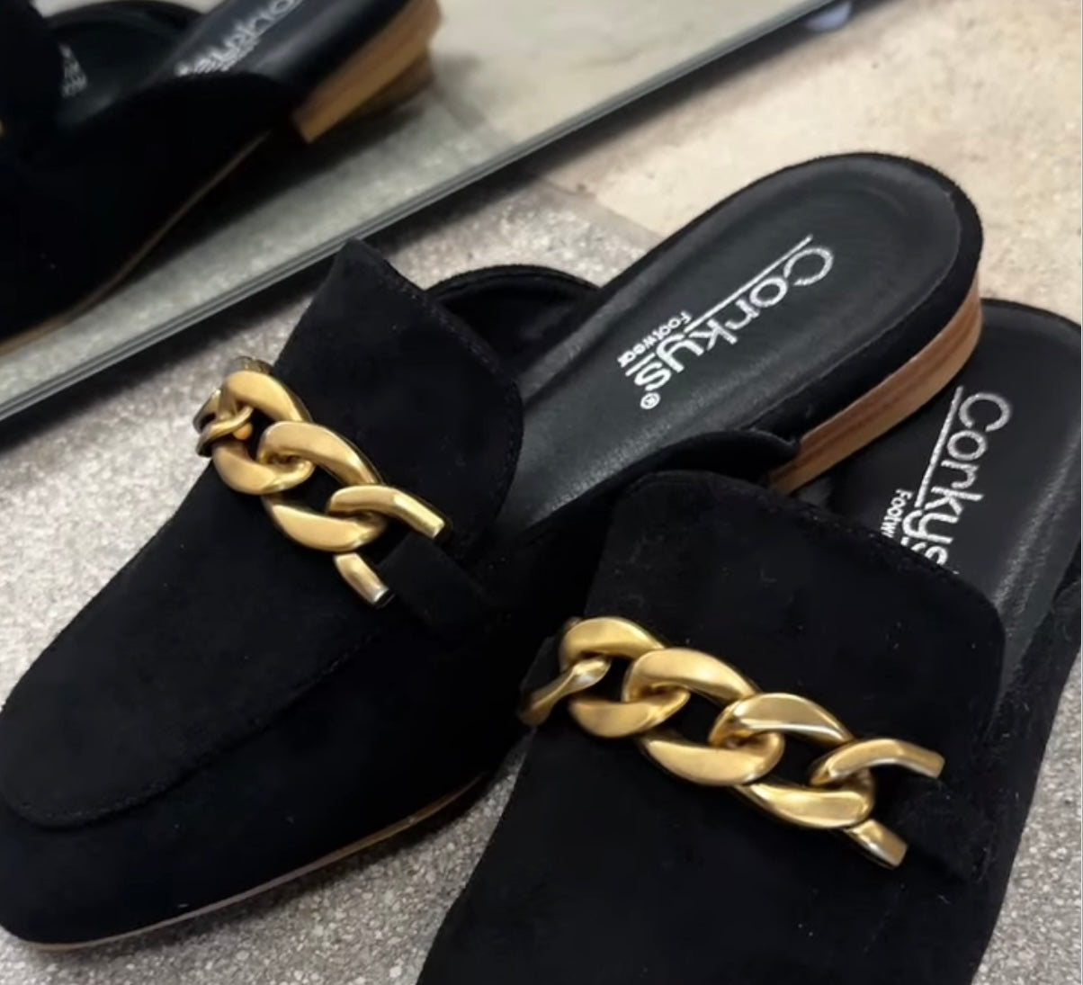Corkys Keepsake Black Faux Suede