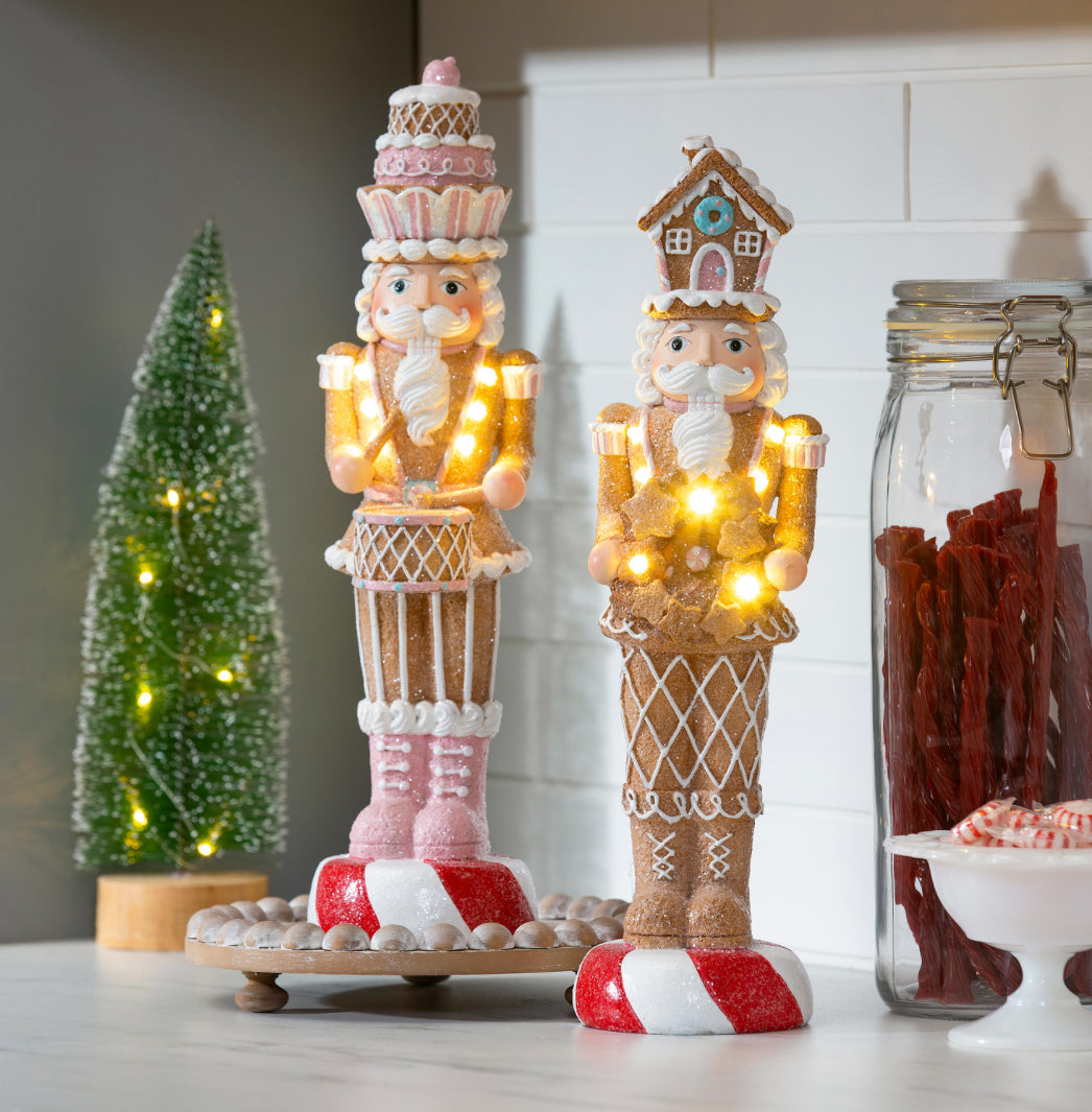 Greenleaf Baking Spirits Bright LED Table Decor Resin Gingerbread Nutcracker, 14.5"