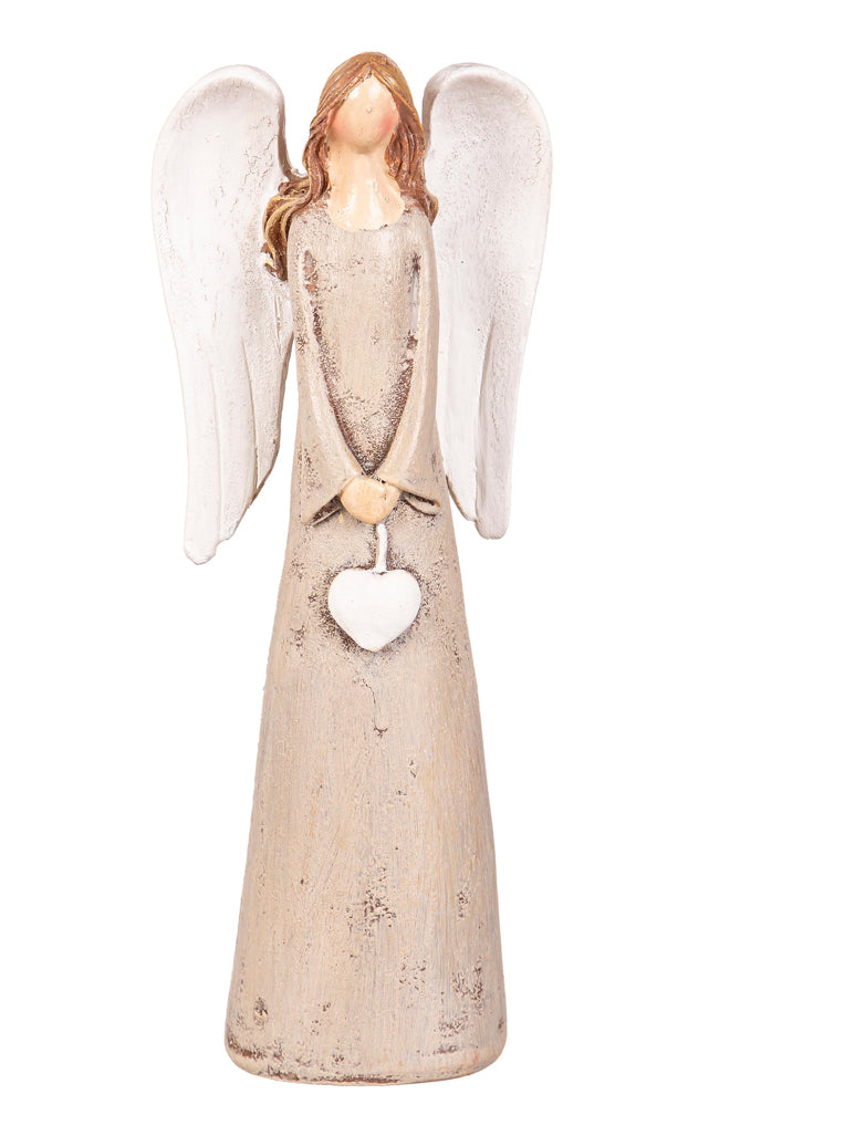 Evergreen Nativity Table Decor Resin Angle with Heart, 8.25"