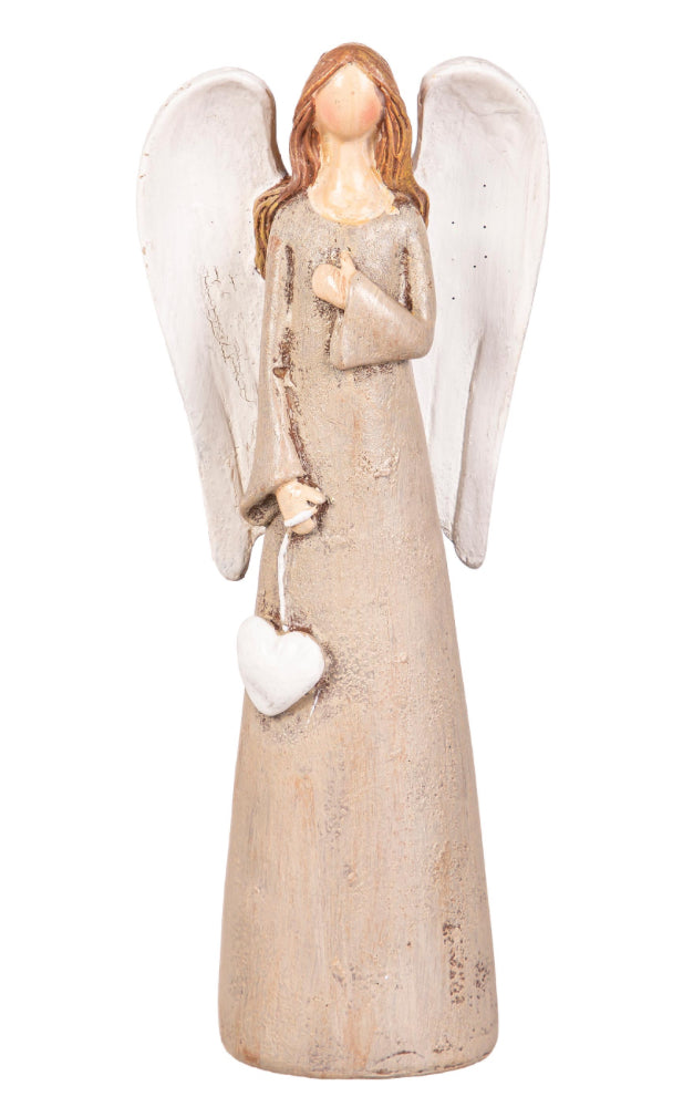 Evergreen Nativity Table Decor Resin Angle with Heart, 8.25"