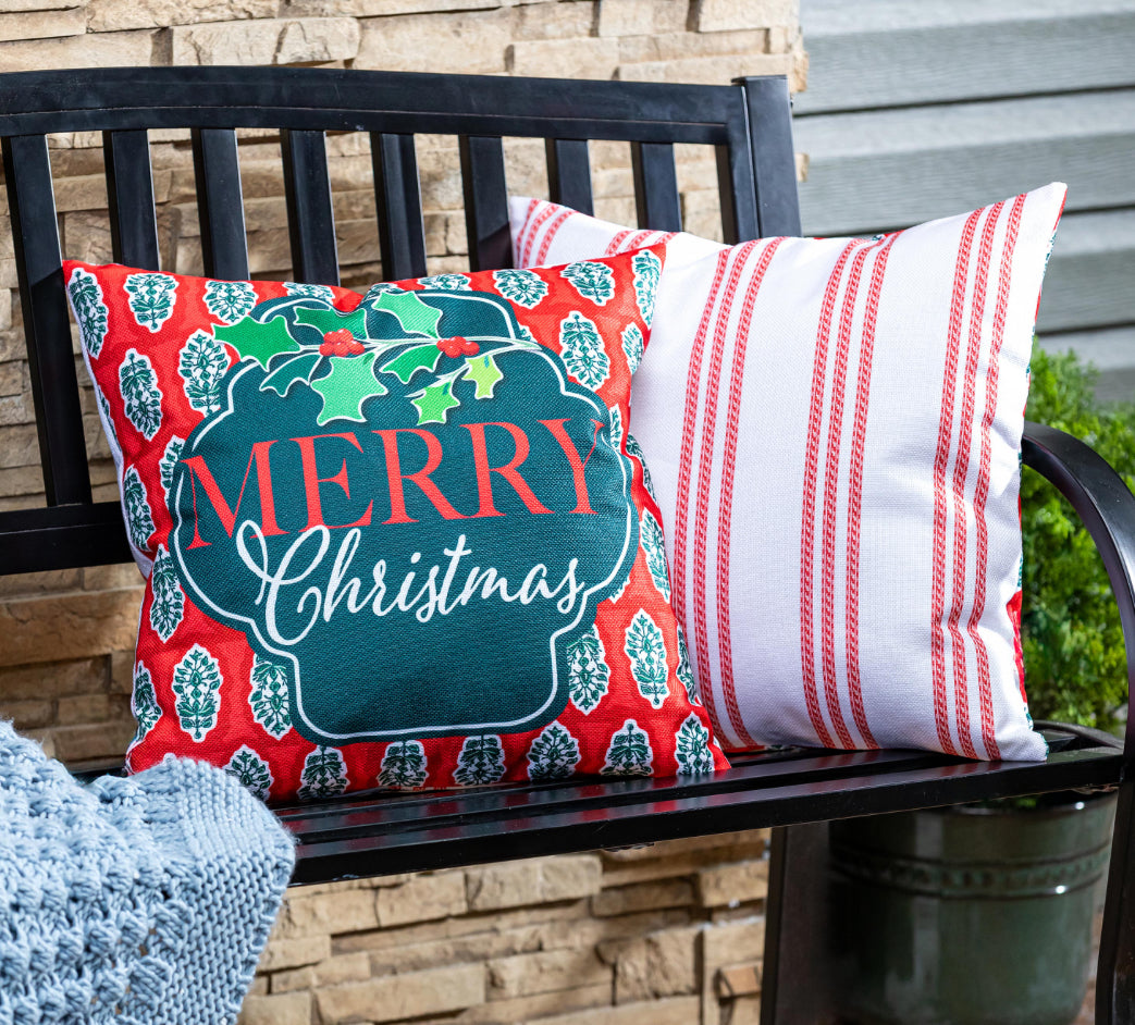 Evergreen Merry Christmas Pennant Pillow Cover