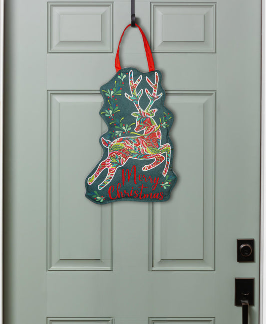 Evergreen Patterned Reindeer Door Décor