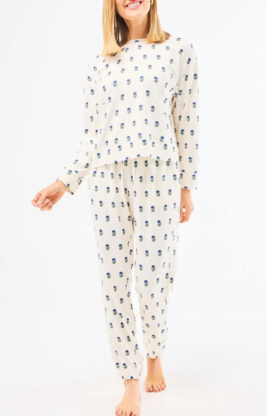 Mary Square Sophie Floral Foulard Pant Set - Navy