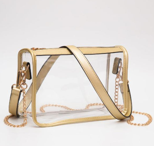 Unni Game Day Stadium Clear Rectangle Crossbody Bag - Gold