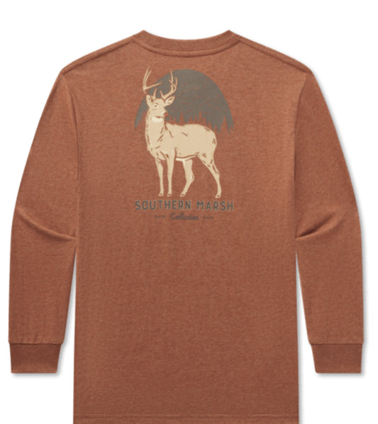 Southern Marsh  Youth LS Eight Point Tee YL8PT Washed Walnut