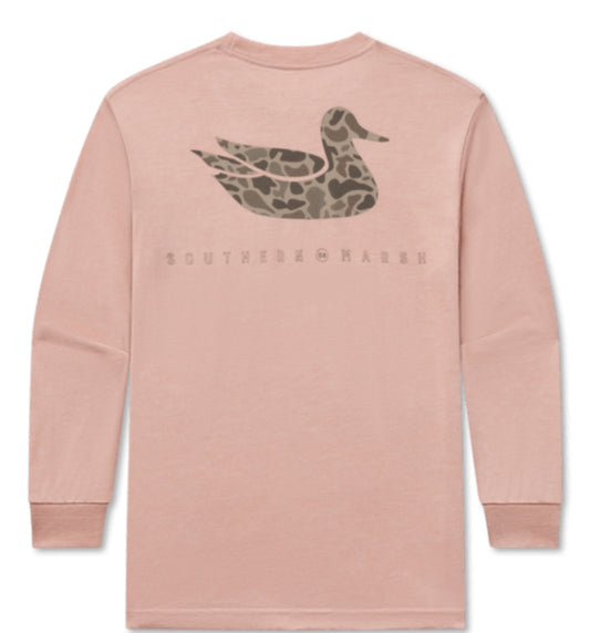 Southern Marsh Youth SEAWASH Tee - Retro Duck Originals - Long Sleeve YTDLR SALMON