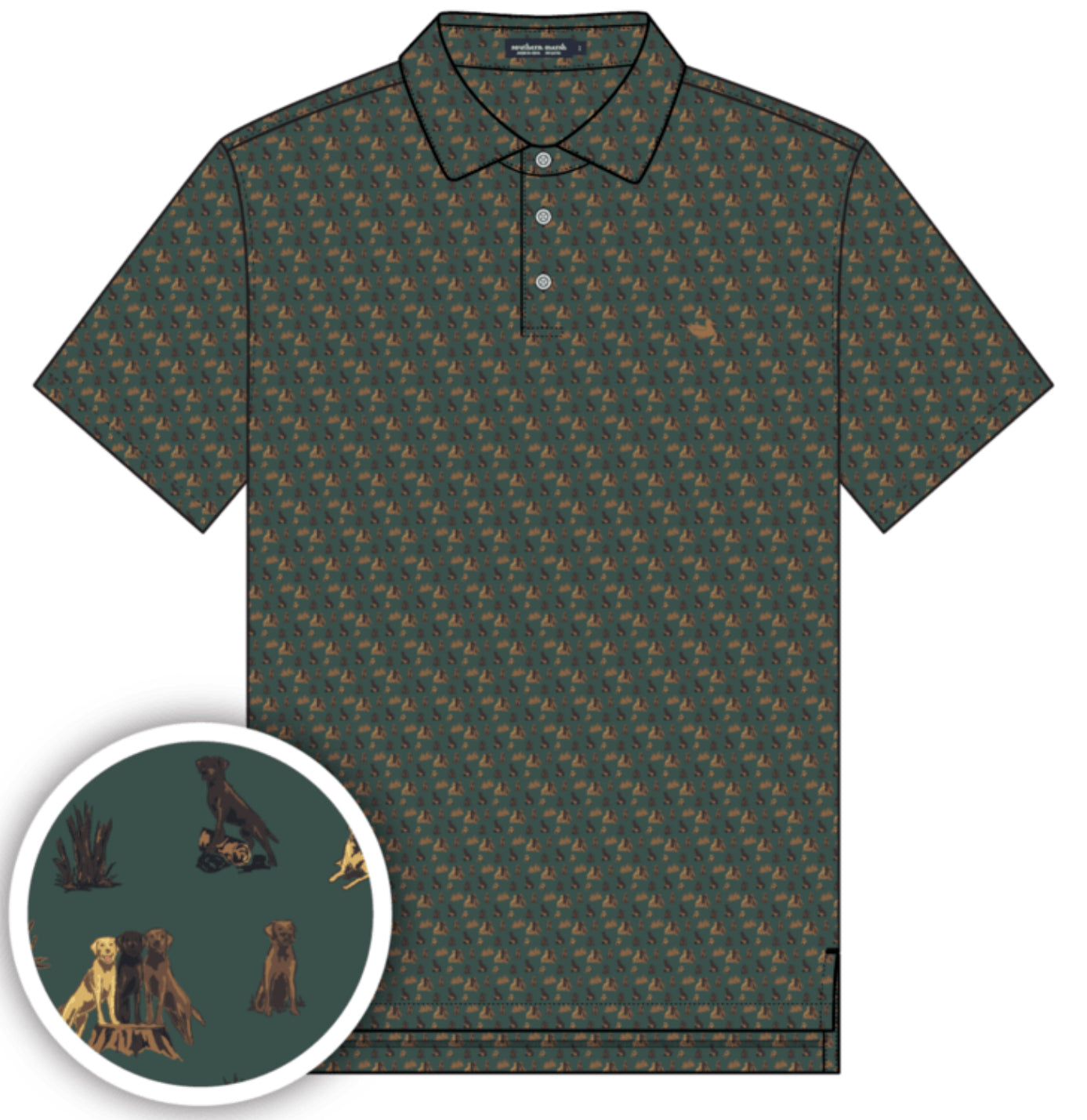 Southern Marsh Mans Best Friend Polo-Labs Dark Green PDG4 DGR