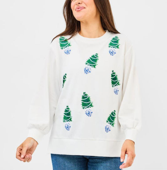 Mary Square Sweatshirt Lakelyn Blue Trees