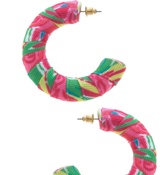 Canvas Reese Tropical Statement Hoop Earrings In Pink