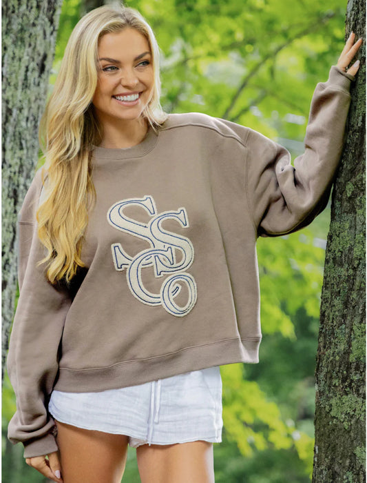 Southern Shirt Preppy Front Print Sweatshirt - Hazelnut