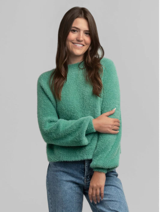 Southern Shirt Feather Knit Mockneck Sweater - Aloe 2C072