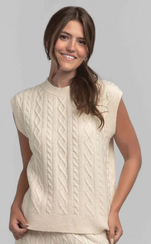Southern Shirt Comfy Cozy Sweater Vest - Parchment
