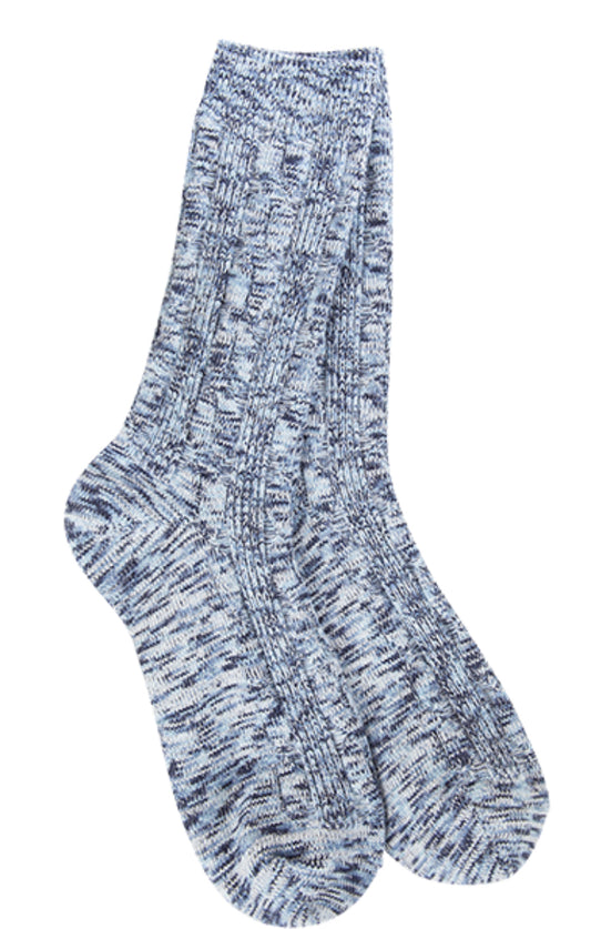 Crescent Sock Weekend Light Weight Cable Crew- Peacoat Multi. 76421
