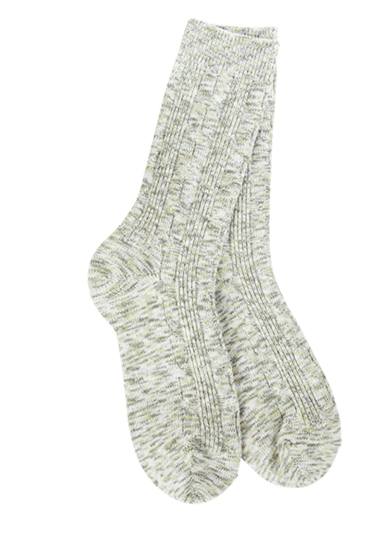 Crescent sock  Weekend Light Weight Cable Crew- Envy Multi