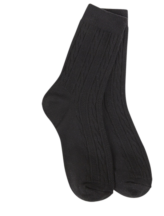 Crescent Sock Weekend Cable Mini Crew- Black