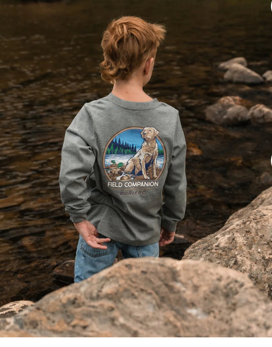 Burlebo Youth Long Sleeve Tee - Field Companion - Dark Heather Grey