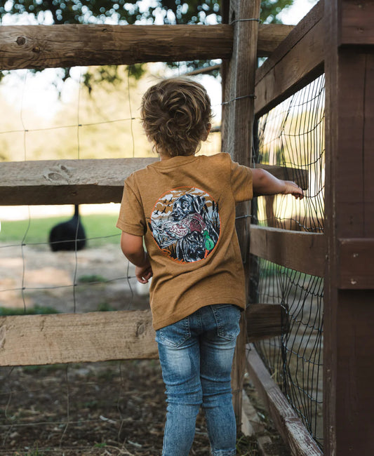 Burlebo Youth Tee - Duck And Dog - Light Brown