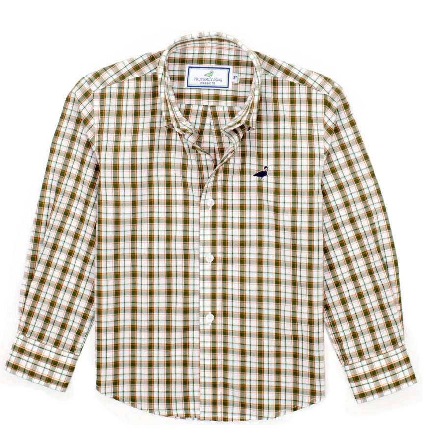 Properly Tied Boys Seasonal Sportshirt Olive Grove