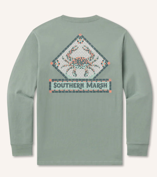 Southern Marsh Youth Mosaic Crab Tee - Long Sleeve