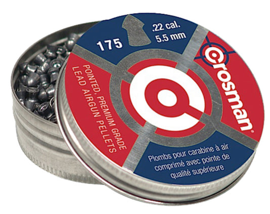 Crosman P022 Premier Pointed 22 Lead Pointed Hunting Pellet 175/Tin