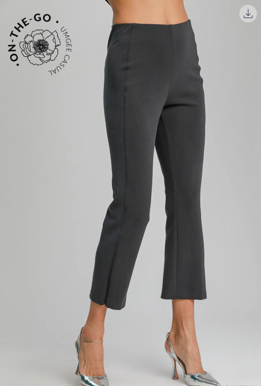 Umgee Black Modal Blend High Rise Cropped Pant Black