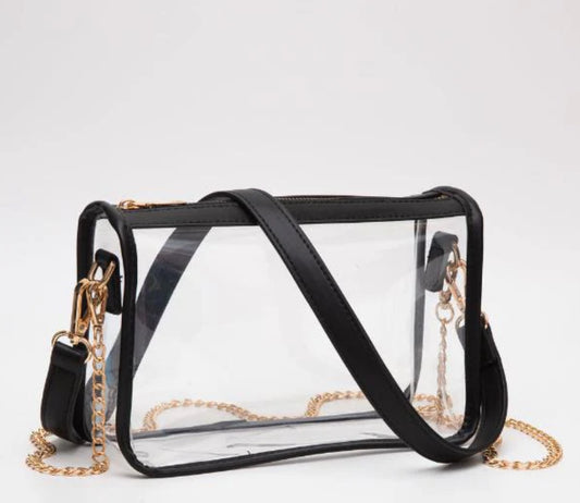 Queens Designe  Black Zip Top Clear Bag