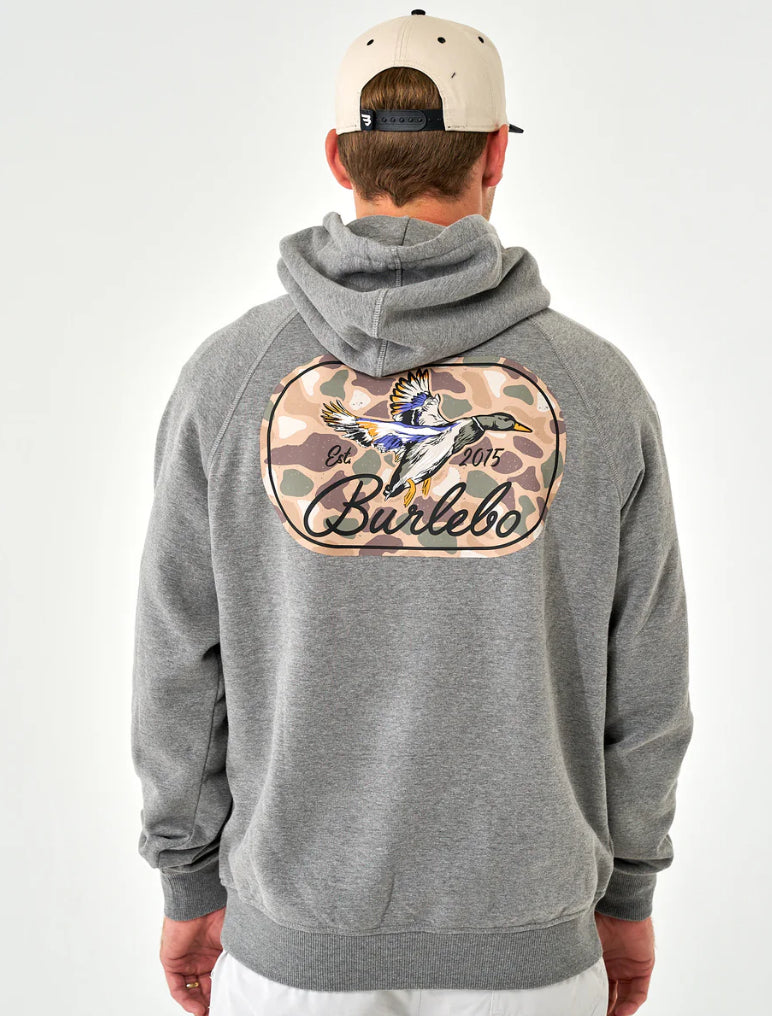 Burlebo Fleece Hoodie - Ducks Flying In - Dark Heather Grey