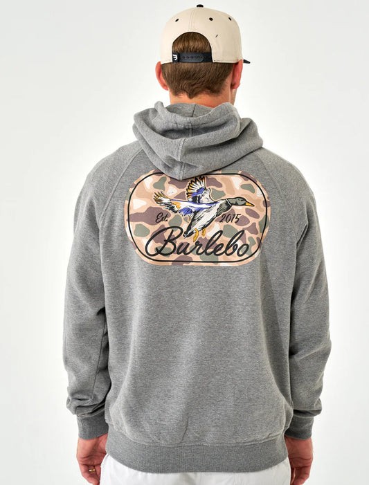 Burlebo Fleece Hoodie - Ducks Flying In - Dark Heather Grey