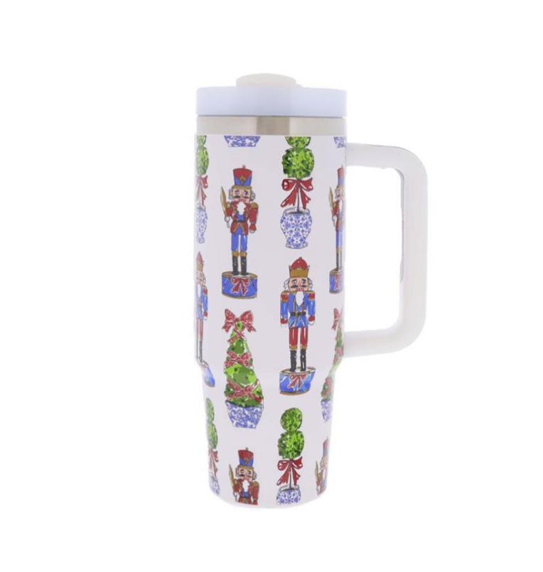 Jane Marie Festive Nutcracker 30 Oz. Tumbler With Straw and Handle