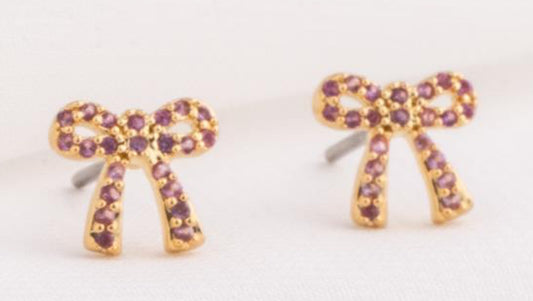 Michelle McDowell Earrings Holiday Bow  Pink