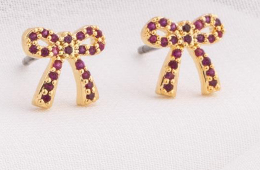 Michelle McDowell Earrings Holiday Bow Red