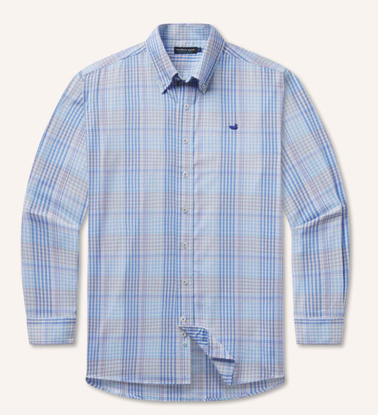 Southern Marsh Edgefield Windowpane Dress Shirt French Blue & Royal